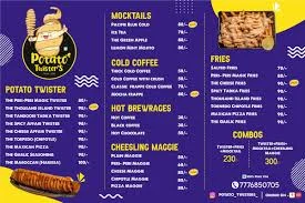 Twisters Menu