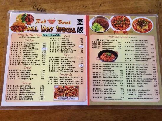 Red Bowl Menu