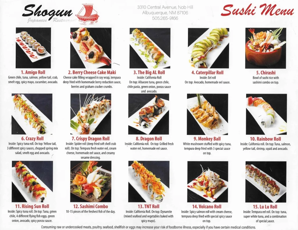 Shogun Menu