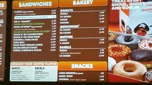 Dunkin Donuts Menu With Prices